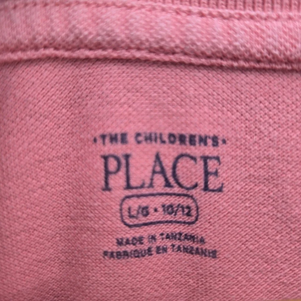 The Children's Place Polo Shirt Boys Large 10/12 Pink Short Sleeve Pique Cotton